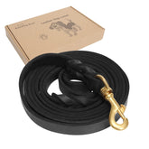 Guiding Star leather leash close-up shows soft full-grain Italian leather for comfortable daily walks.