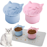 Guiqulai 2pack pink-blue slow feeder bowls promote paced eating for cats.