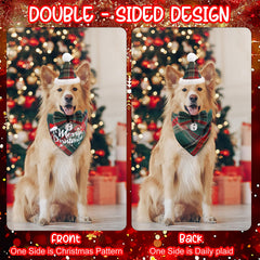 Guiqulai Christmas plaid bandana closeup—soft cotton-poly blend and durable stitching.
