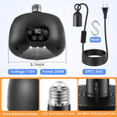 Gulfmew chicken coop heater light control switch illuminated for day-night use