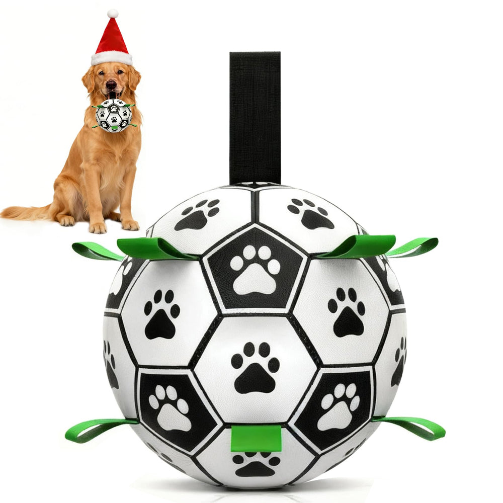 Guowanpp interactive dog soccer ball with straps closeup, ideal for bonding and active play.