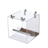 GURECOD automatic bird feeder acrylic closeup shows durable housing for clean feeding.