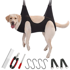 Guzekier pet grooming hammock front view showing stable restraint for at-home grooming