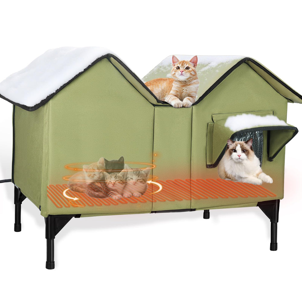 GUZROK heated cat house outdoor exterior shows weatherproof shelter for feral and stray cats