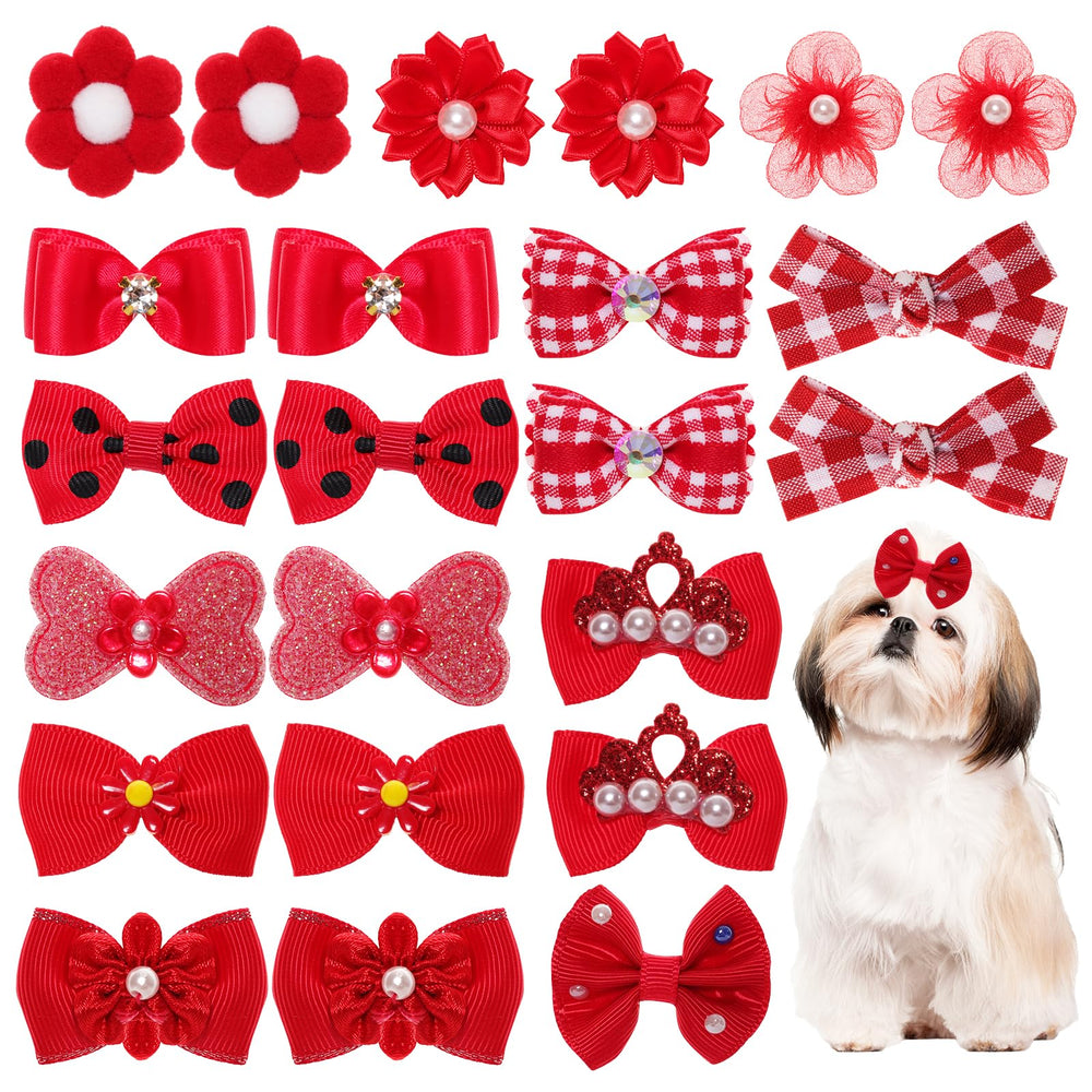 Gvhntk dog bow red rhinestone for daily wear and photos.