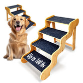 GXONE four-step dog stairs ready to assemble for large dogs.