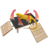 GXSDJ wooden basking platform front view with spacious sunbathing space.