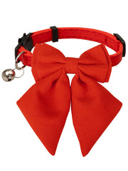 Gyapet cat collar bow red closeup highlighting soft suede and adjustable fit for daily wear