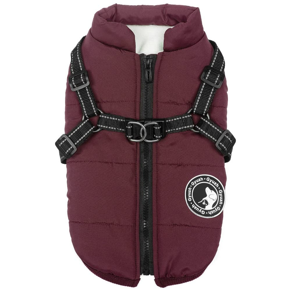 Gyuzh dog coat with harness waterproof outer layer for wet walks