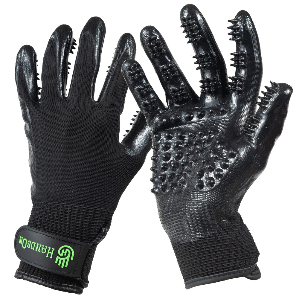 H HANDSON Pet Grooming Gloves close-up of bristle nodules for gentle grooming and hair removal