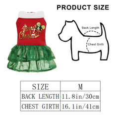 Haakong Dog Christmas Outfit sparkle closeup highlights shimmering tulle details.