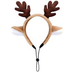 Haakong dog-reindeer-antlers-headband side view with plush faux fur for comfortable wear.