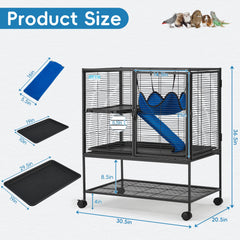 HABUTWAY ferret cage 2-tier design for spacious small animal housing.