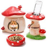 Hacaroa hamster-hideout-mushroom ceramic bed offers cozy nesting and enrichment.