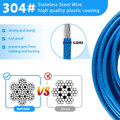 HaiYUAN dog tie out cable 20ft thickened rings for secure leash attachment.