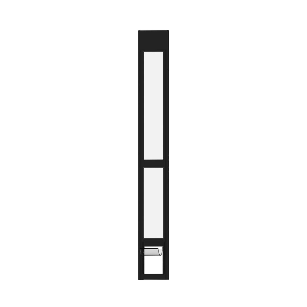 Hakuna Pets black glass patio pet door front view highlights clear outdoor visibility for pets