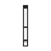 Hakuna Pets black glass patio pet door front view highlights clear outdoor visibility for pets