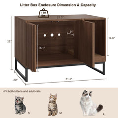 Halitaa cat litter box enclosure side view in walnut demonstrates durable space-saving design