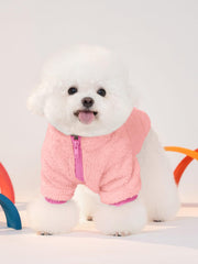 Haloumoning dogs fleece coat back view showing full-zip warmth for daily wear.