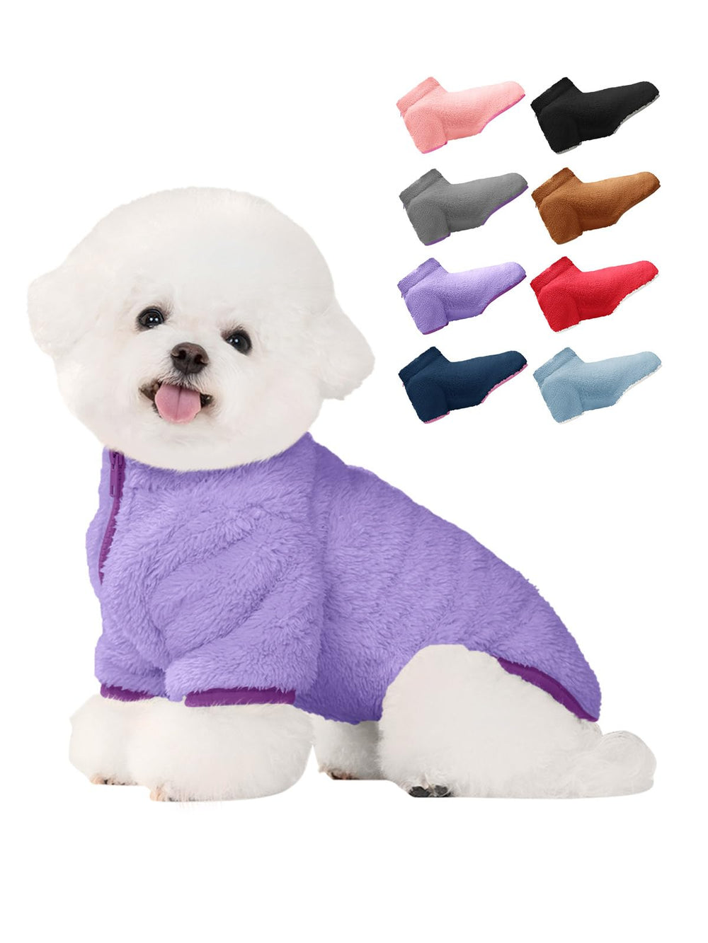 Haloumoning dogs fleece winter coat with full zip for quick on off during chilly walks