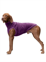 Haloumoning fleece dog sweater front view shows warm turtleneck for chilly days indoors or outdoors.
