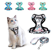 Halypet cat harness and leash set front view shows escape-proof design for safe outdoor walks