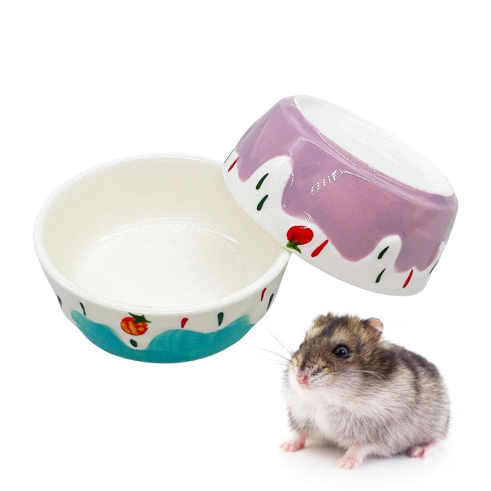 Hamiledyi hamster bowl purple ceramic angle shows anti-tip stability for mess-free meals