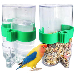 Hamiledyi automatic bird water dispenser side view shows space-saving cage setup for steady hydration.