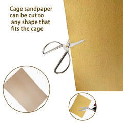Hamiledyi bird gravel paper being cut to fit ensures cage sizing flexibility.