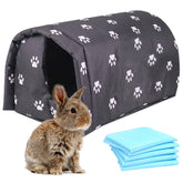 Hamiledyi Bunny Cave Bed front view showing warm private shelter for small pets