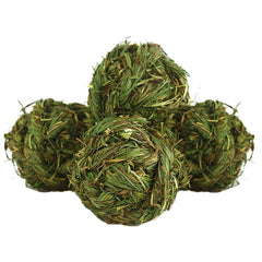 Hamiledyi bunny grass ball four-pack packaging illustrates safe, natural chew toy for nibbling and play.