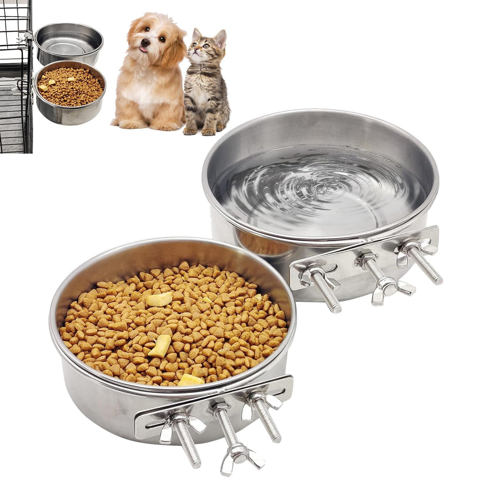 Hamiledyi dog crate bowl stainless steel 2pc set keeps meals organized and mess-free.