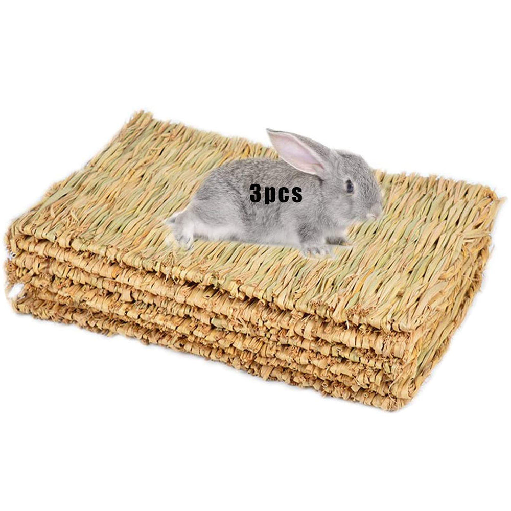 Hamiledyi grass mat pack3 front view provides a soft nap surface for small pets.