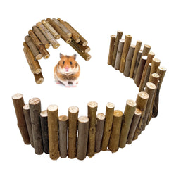 Hamiledyi hamster bridge 19-7x3-9in shows natural wood for climbing play.