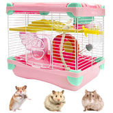 Hamiledyi hamster cage front view highlights compact two-level habitat for travel.