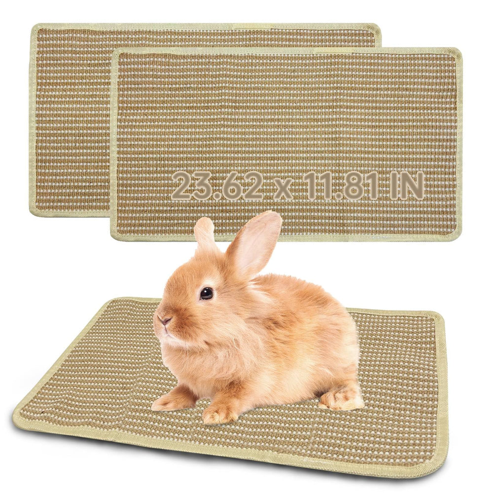 Hamiledyi rabbit sisal scratching pad 2-pack in use, protecting furniture and encouraging natural scratching.