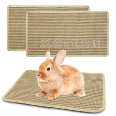 Hamiledyi rabbit sisal scratching pad 2-pack in use, protecting furniture and encouraging natural scratching.