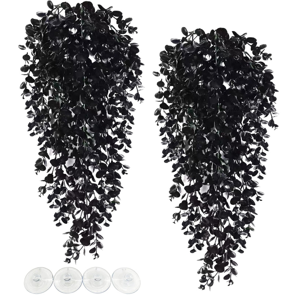Hamiledyi reptile plants 2-pack hanging vines provide climbing and hiding for terrarium.