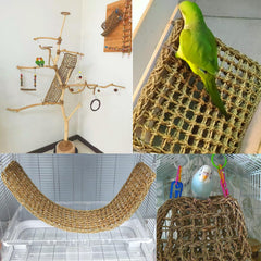 Hamiledyi seagrass hammock net for birds supports play and balance.