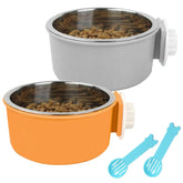 Hamiledyi two-pack hanging bowls in crate for tidy feeding