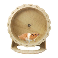 Hamiledyi wooden hamster wheel closeup silent operation for peaceful nightly exercise.
