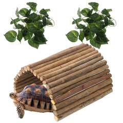 Hamiledyi XL wooden reptile hideout front view with natural habitat aesthetic