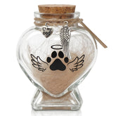 HAMUIERS heart shaped glass jar keepsake for pet fur, ideal display on a shelf