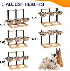 Handrong elevated dog bowl with three bowls set for organization