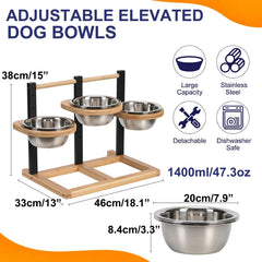 Handrong elevated dog bowl height settings demonstrate adaptable feeding position