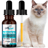 Handy Hound antibiotics for cats bottle featuring natural ingredients and allergy relief potential