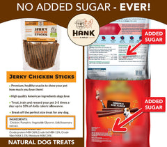 Hank & Harley chicken jerky sticks pumpkin visible emphasizes natural flavor