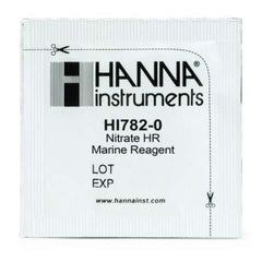 Hanna Instruments HI782-25 marine nitrate reagents packets enable precise, easy high-range testing for saltwater tanks.