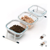 Hannadepot elevated cat bowls with 15° tilt for comfortable feeding.