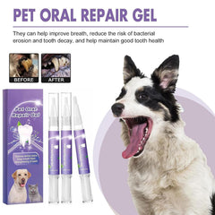 Hannahcos pet oral repair gel application demonstrating direct-to-teeth use